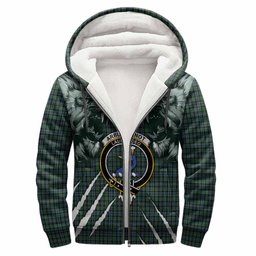 Arbuthnot Tartan Crest Sherpa Hoodie Ferocious Lion Style
