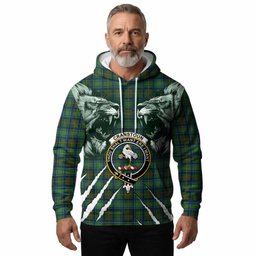 Cranstoun (Cranston) Tartan Crest Hoodie Ferocious Lion Style