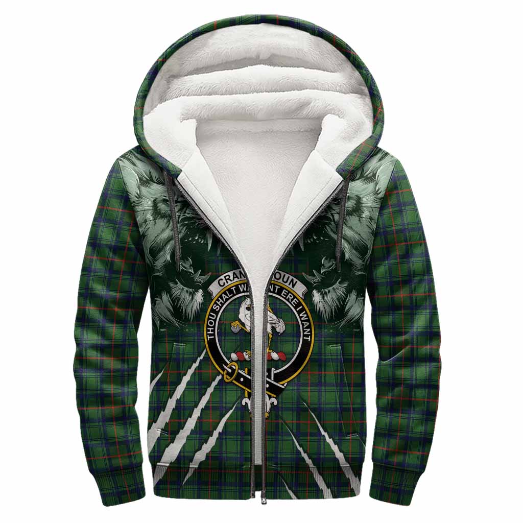Cranstoun (Cranston) Tartan Crest Sherpa Hoodie Ferocious Lion Style