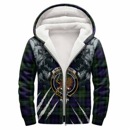 Bannatyne Tartan Crest Sherpa Hoodie Ferocious Lion Style