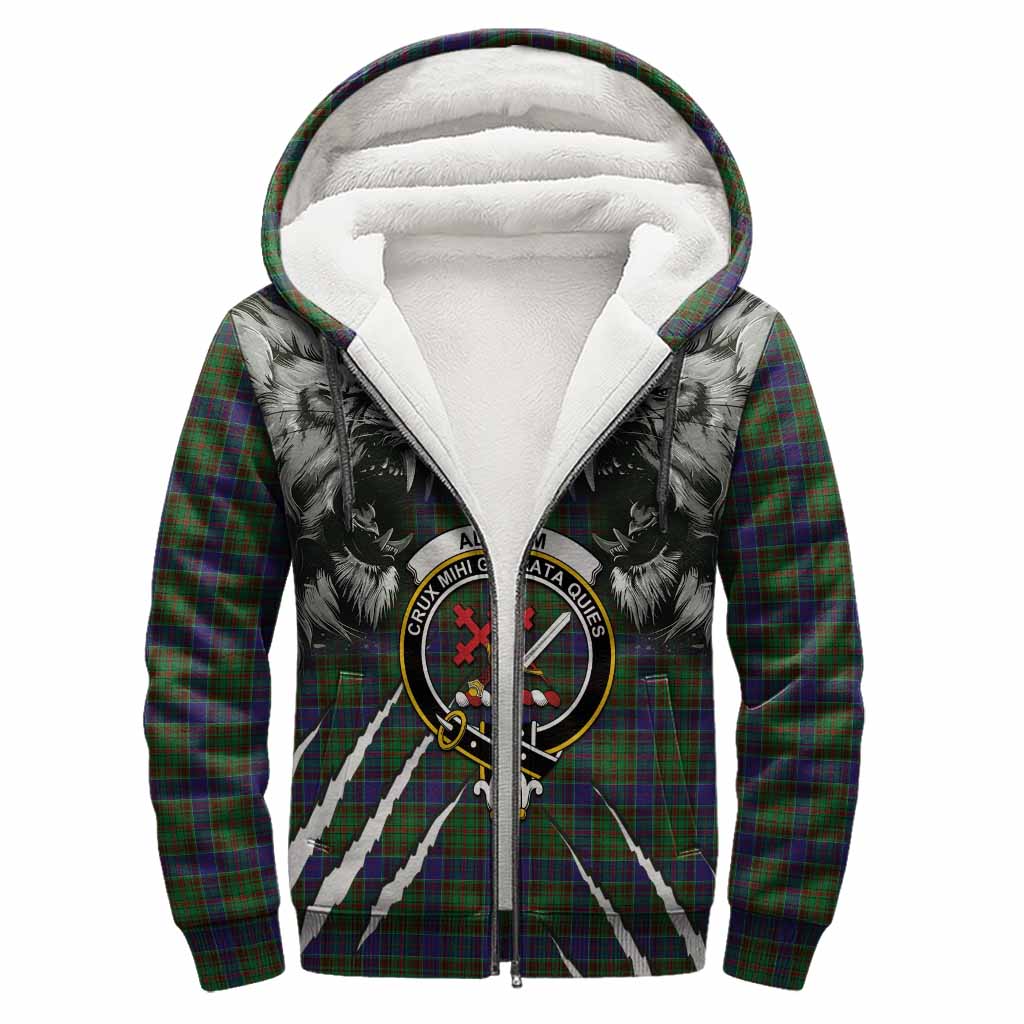 Adam Tartan Crest Sherpa Hoodie Ferocious Lion Style
