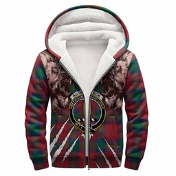 Auchinleck (Affleck) Tartan Crest Sherpa Hoodie Ferocious Lion Style