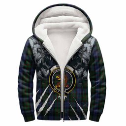 Baird Tartan Crest Sherpa Hoodie Ferocious Lion Style