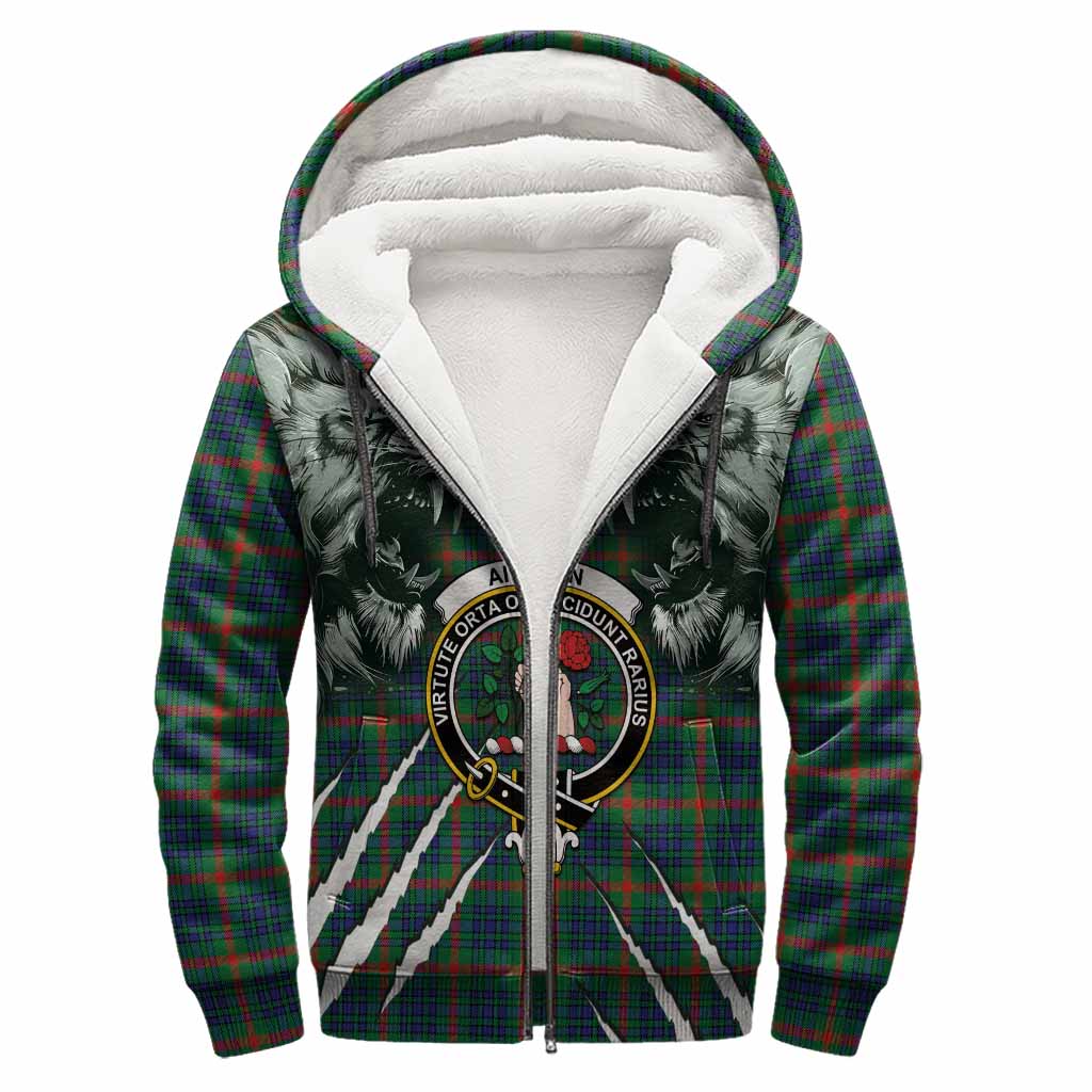Aiton Tartan Crest Sherpa Hoodie Ferocious Lion Style