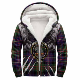 Chalmers Tartan Crest Sherpa Hoodie Ferocious Lion Style