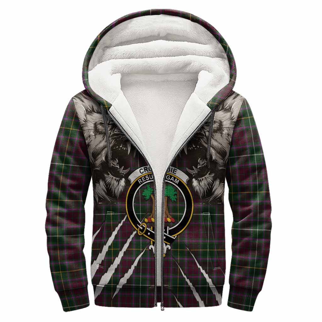Crosbie Tartan Crest Sherpa Hoodie Ferocious Lion Style