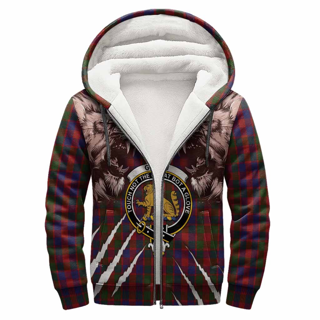 Gow Tartan Crest Sherpa Hoodie Ferocious Lion Style