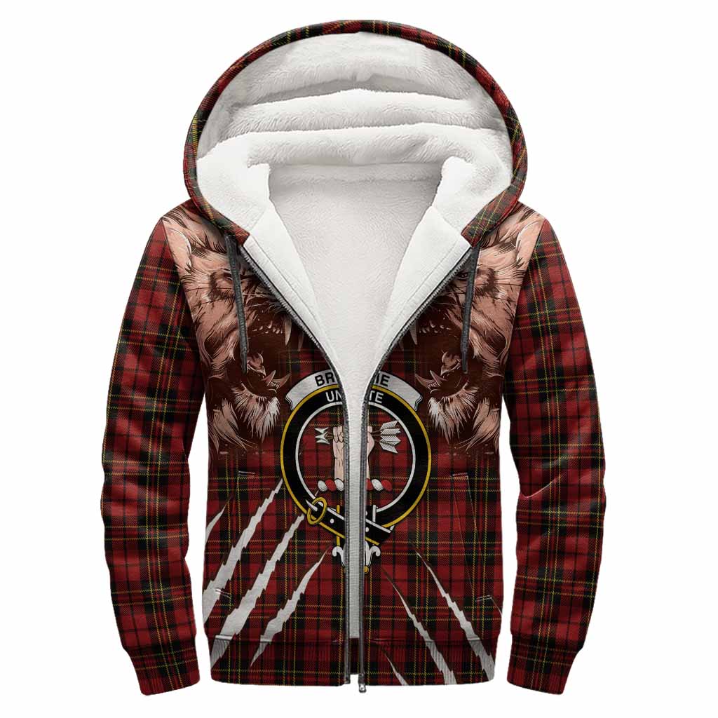 Brodie Tartan Crest Sherpa Hoodie Ferocious Lion Style
