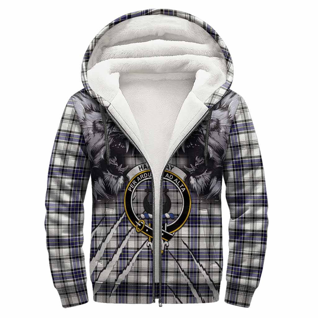 Hannay Tartan Crest Sherpa Hoodie Ferocious Lion Style