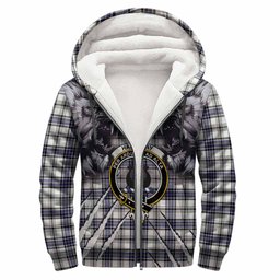 Hannay Tartan Crest Sherpa Hoodie Ferocious Lion Style