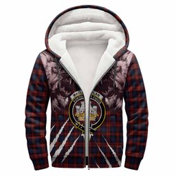 MacLachlan (McLachlan) Tartan Crest Sherpa Hoodie Ferocious Lion Style