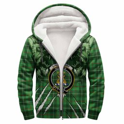 Galloway Tartan Crest Sherpa Hoodie Ferocious Lion Style