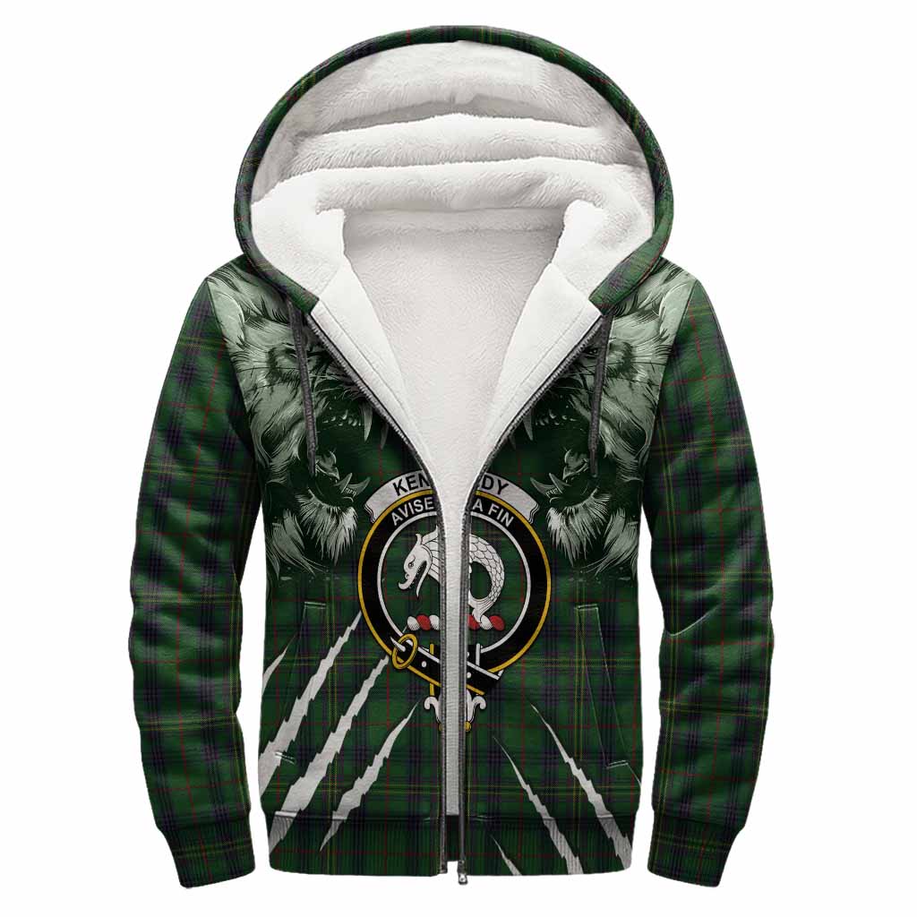 Kennedy Tartan Crest Sherpa Hoodie Ferocious Lion Style
