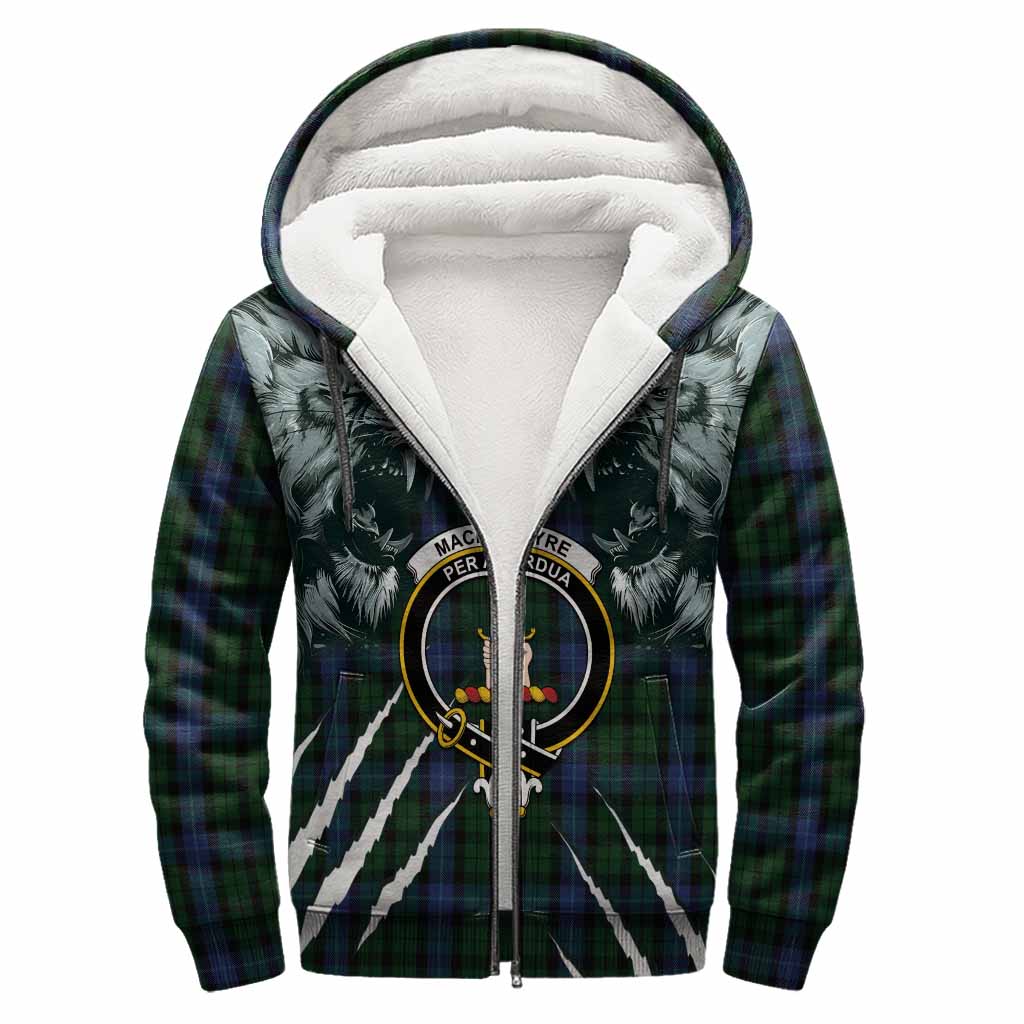 MacIntyre (McIntyre) Tartan Crest Sherpa Hoodie Ferocious Lion Style