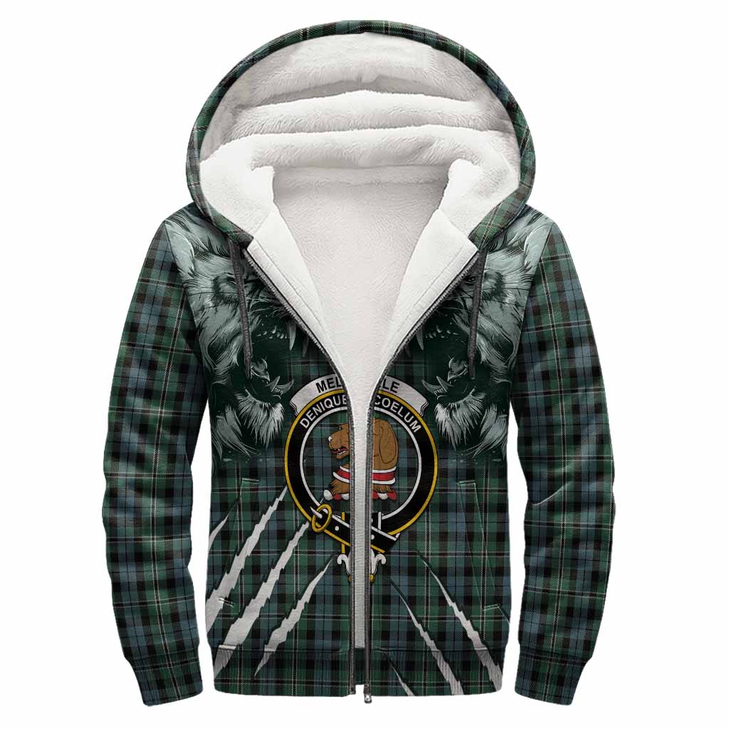 Melville Tartan Crest Sherpa Hoodie Ferocious Lion Style