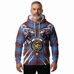 Newton Tartan Crest Hoodie Ferocious Lion Style