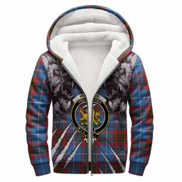 Newton Tartan Crest Sherpa Hoodie Ferocious Lion Style