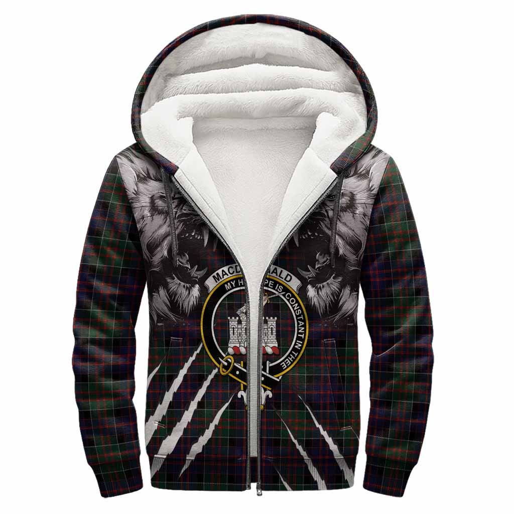 MacDonald (McDonald) of Clanranald Tartan Crest Sherpa Hoodie Ferocious Lion Style