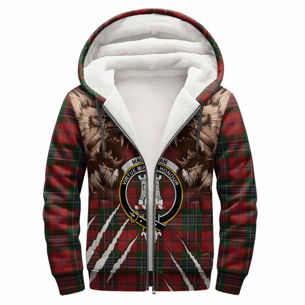 MacLean (McLean) Tartan Crest Sherpa Hoodie Ferocious Lion Style