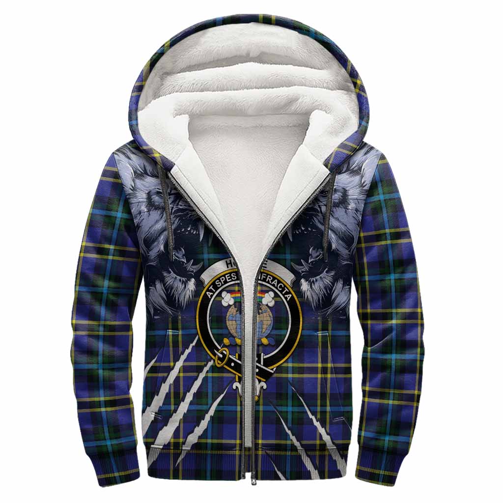 Hope Tartan Crest Sherpa Hoodie Ferocious Lion Style
