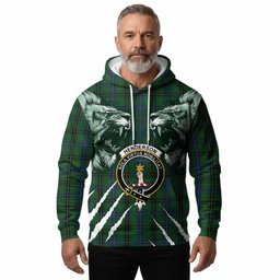 Henderson Tartan Crest Hoodie Ferocious Lion Style