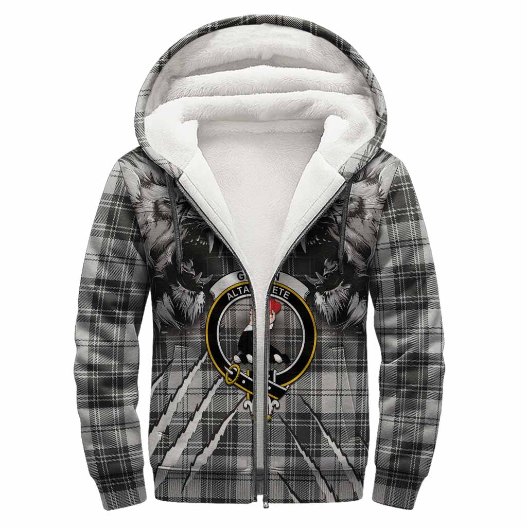 Glen Tartan Crest Sherpa Hoodie Ferocious Lion Style