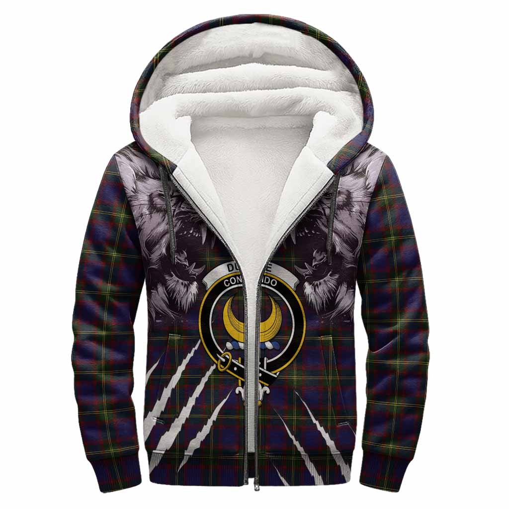 Durie Tartan Crest Sherpa Hoodie Ferocious Lion Style