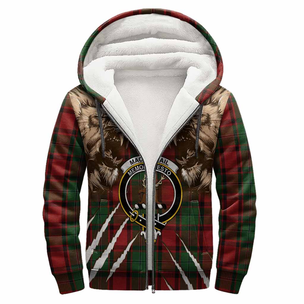 MacPhail (McPhail) Tartan Crest Sherpa Hoodie Ferocious Lion Style
