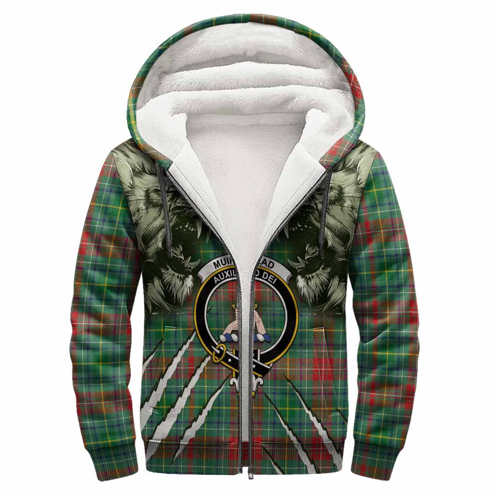 Muirhead Tartan Crest Sherpa Hoodie Ferocious Lion Style