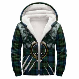 MacKie (McKie) Tartan Crest Sherpa Hoodie Ferocious Lion Style