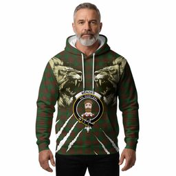 Menzies Tartan Crest Hoodie Ferocious Lion Style
