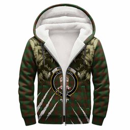 Menzies Tartan Crest Sherpa Hoodie Ferocious Lion Style
