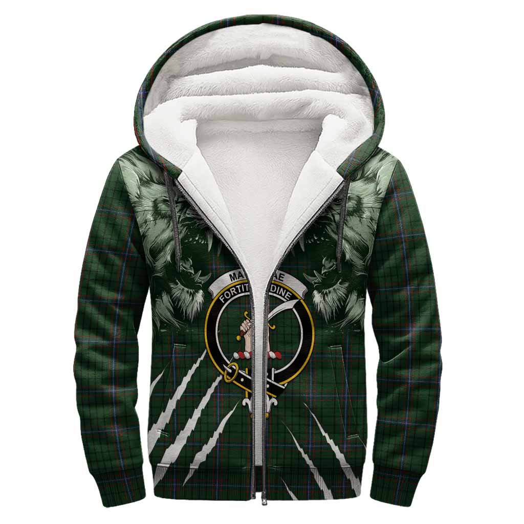 MacRae (McRae) Tartan Crest Sherpa Hoodie Ferocious Lion Style