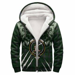 MacRae (McRae) Tartan Crest Sherpa Hoodie Ferocious Lion Style