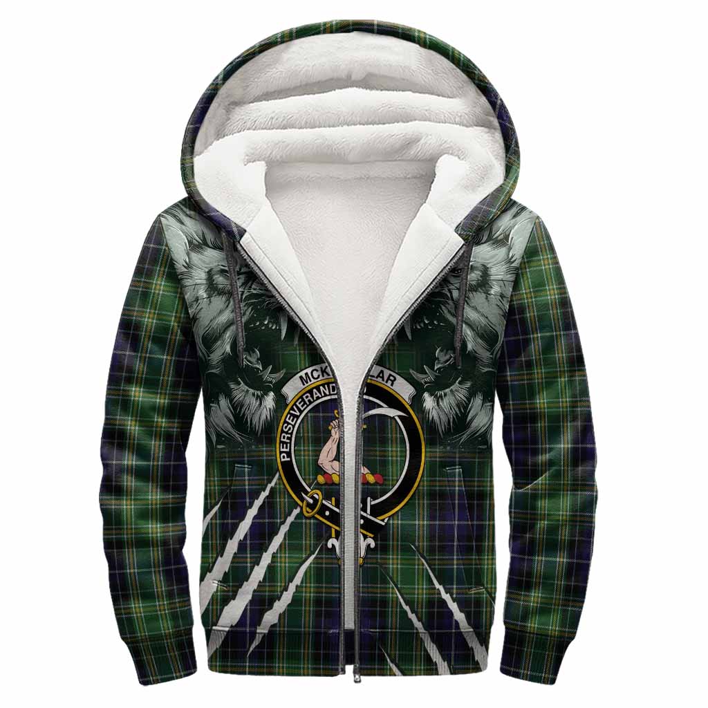 McKellar Tartan Crest Sherpa Hoodie Ferocious Lion Style