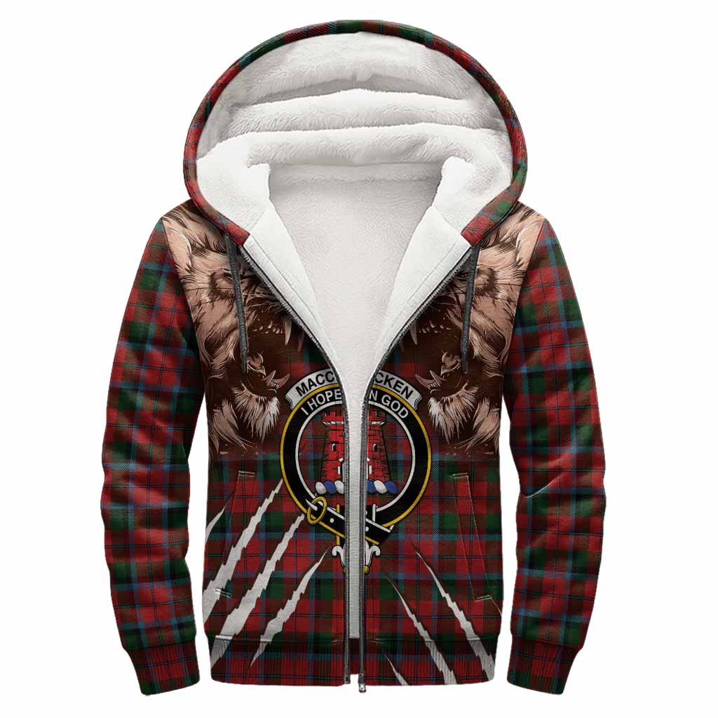 MacCracken (McCracken) Tartan Crest Sherpa Hoodie Ferocious Lion Style