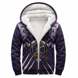 Elliot Tartan Crest Sherpa Hoodie Ferocious Lion Style