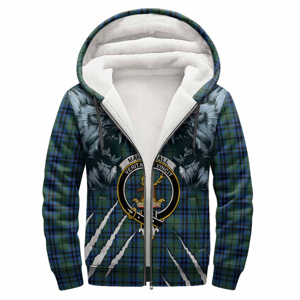 Marshall Tartan Crest Sherpa Hoodie Ferocious Lion Style