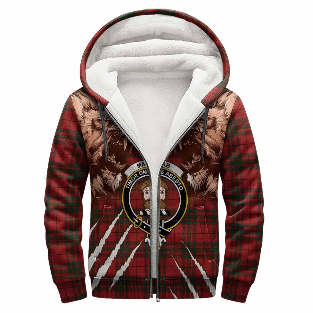 MacNab (McNab) Tartan Crest Sherpa Hoodie Ferocious Lion Style