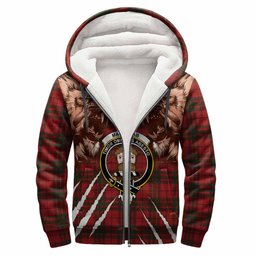 MacNab (McNab) Tartan Crest Sherpa Hoodie Ferocious Lion Style