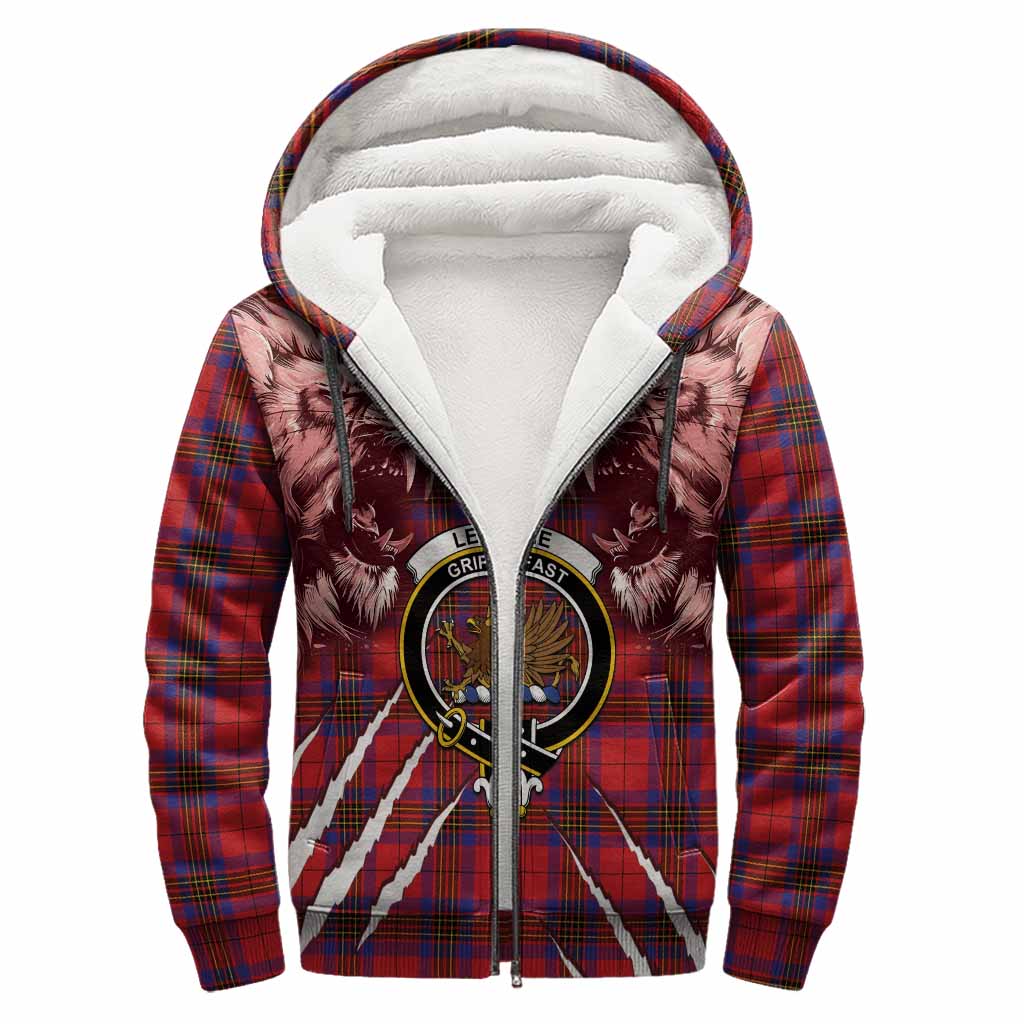 Leslie Tartan Crest Sherpa Hoodie Ferocious Lion Style