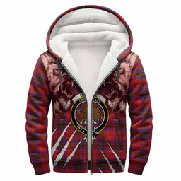 Leslie Tartan Crest Sherpa Hoodie Ferocious Lion Style
