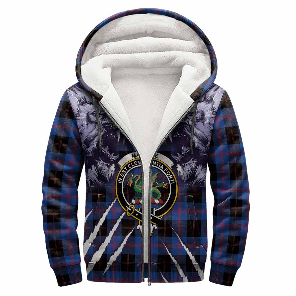 Maule Tartan Crest Sherpa Hoodie Ferocious Lion Style
