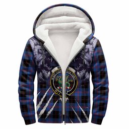 Maule Tartan Crest Sherpa Hoodie Ferocious Lion Style
