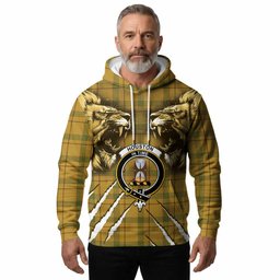 Houston Tartan Crest Hoodie Ferocious Lion Style