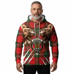 Gartshore Tartan Crest Hoodie Ferocious Lion Style