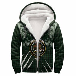 Graham Tartan Crest Sherpa Hoodie Ferocious Lion Style