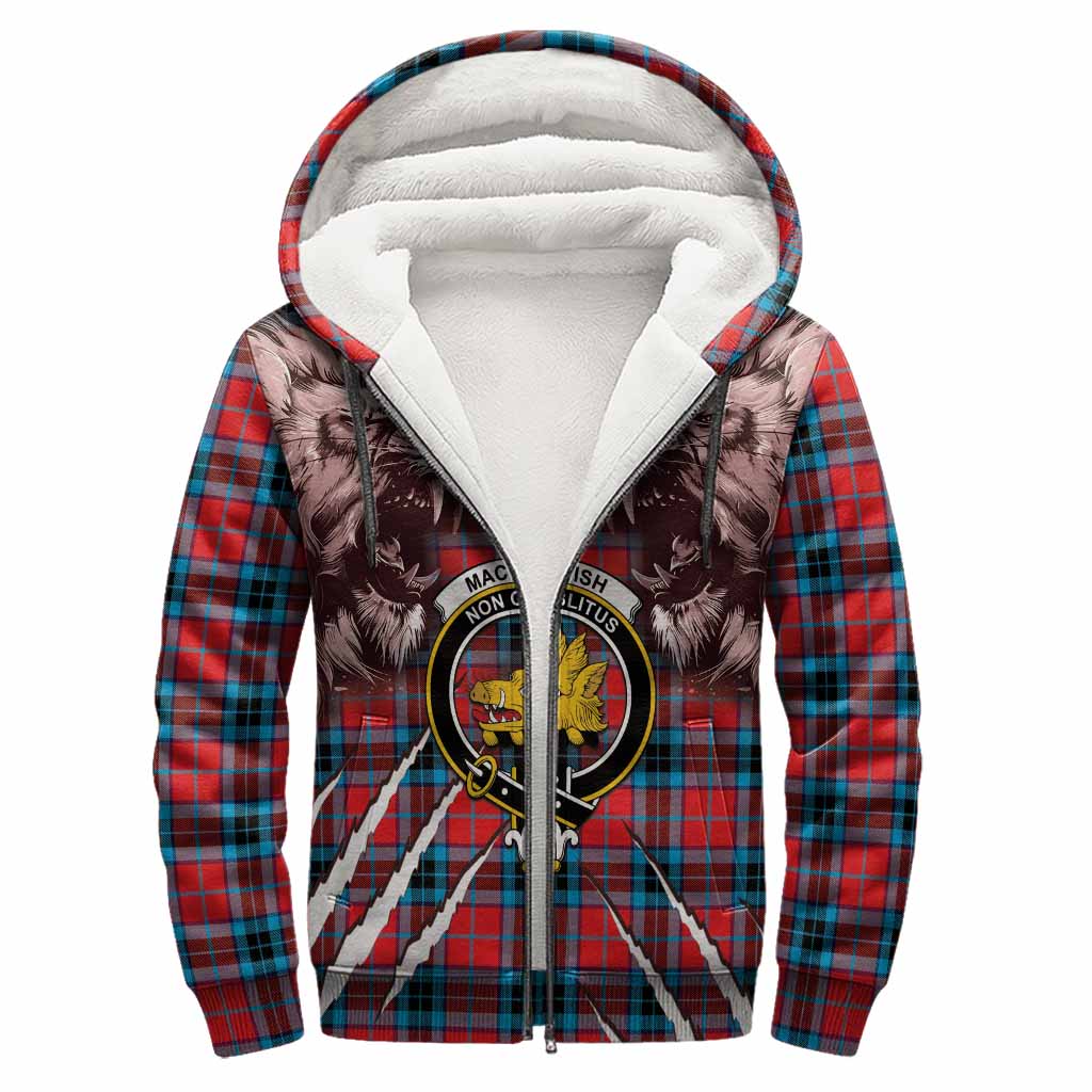 MacTavish (McTavish) Tartan Crest Sherpa Hoodie Ferocious Lion Style