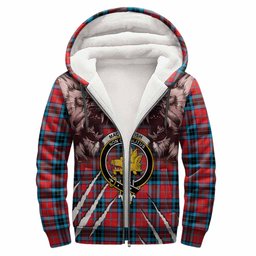 MacTavish (McTavish) Tartan Crest Sherpa Hoodie Ferocious Lion Style