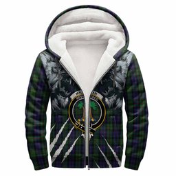MacEwan (MacEwen) Tartan Crest Sherpa Hoodie Ferocious Lion Style